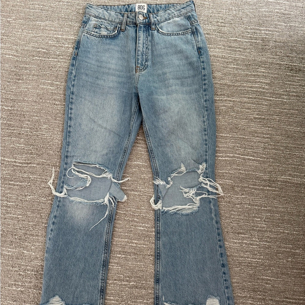 BDG Blue Flare Wide Leg Jeans Distressed